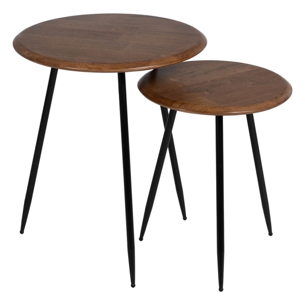 Table d'appoint LAGOM Noir Beige Fer Bois d'hévéa 50 x 50 x 60 cm