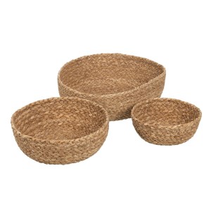 Decorative basket Natural Fibre 34 x 34 x 11 cm (3 Units)