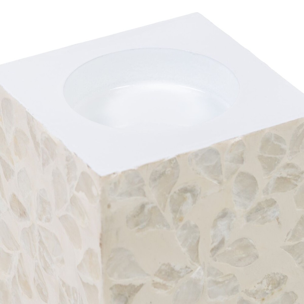 Bougeoir Beige Nacre noire Bois MDF 10,5 x 10,5 x 10,5 cm