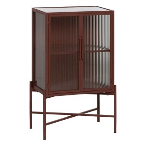 Display Cabinet With Double Glass Doors Tile Crystal Iron 70 x 36 x 143 cm