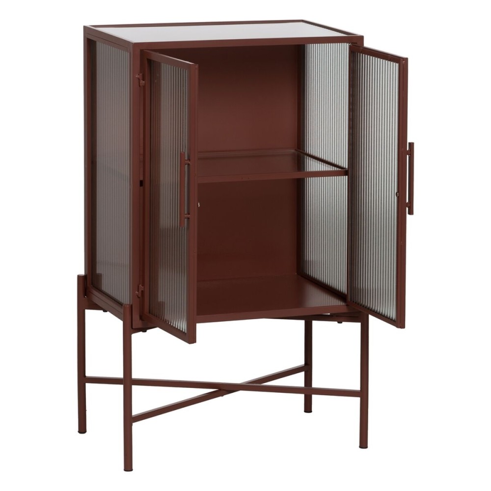 Display Cabinet With Double Glass Doors Tile Crystal Iron 70 x 36 x 143 cm