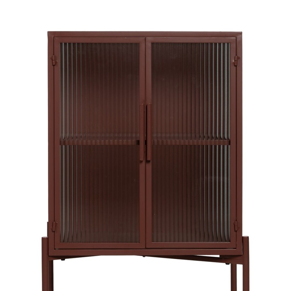 Display Cabinet With Double Glass Doors Tile Crystal Iron 70 x 36 x 143 cm