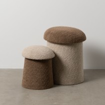 Pouffe Brown Beige MDF Wood 40 x 40 x 48 cm (2 Units)