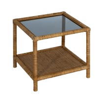 Beistelltisch Beige Kristall Rattan 50 x 50 x 45 cm