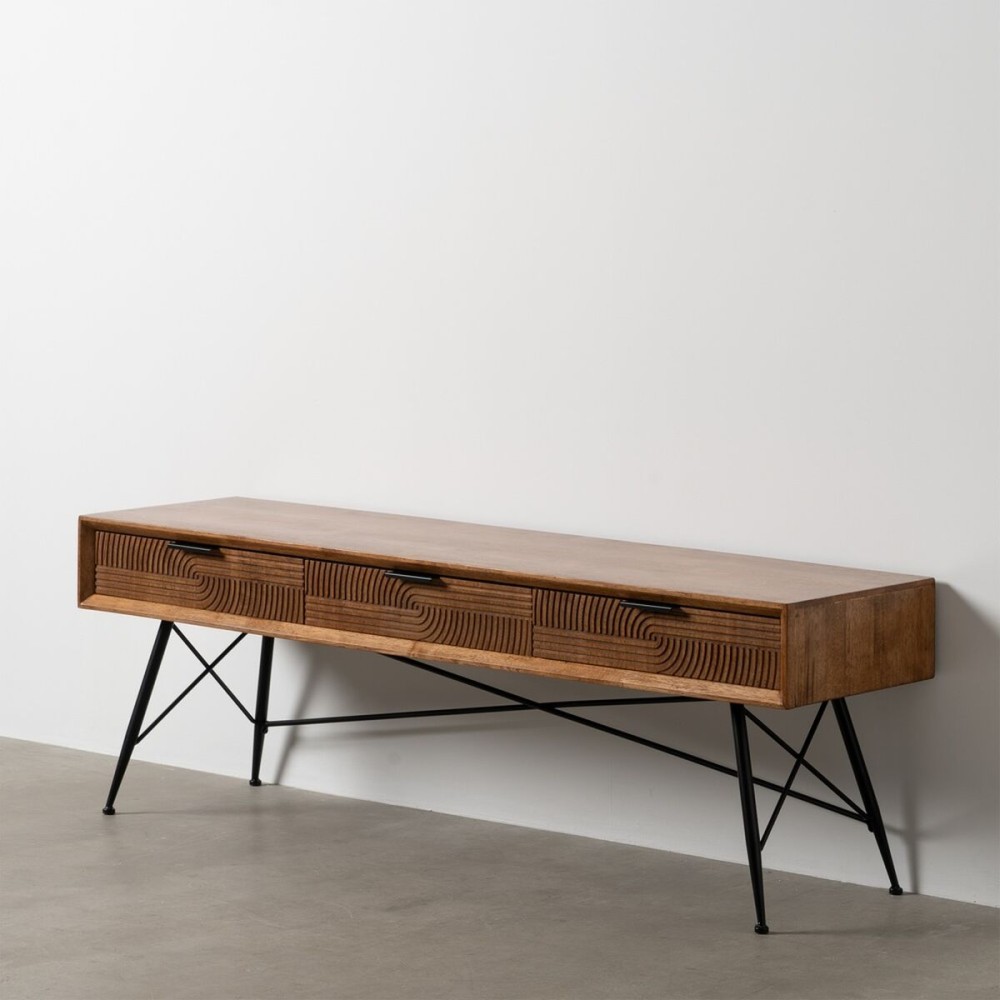 Centre Table LAGOM Black Natural Iron Rubber wood 150 x 40 x 50 cm