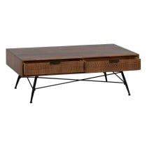 Centre Table LAGOM Black Natural Iron Rubber wood 120 x 60 x 40 cm