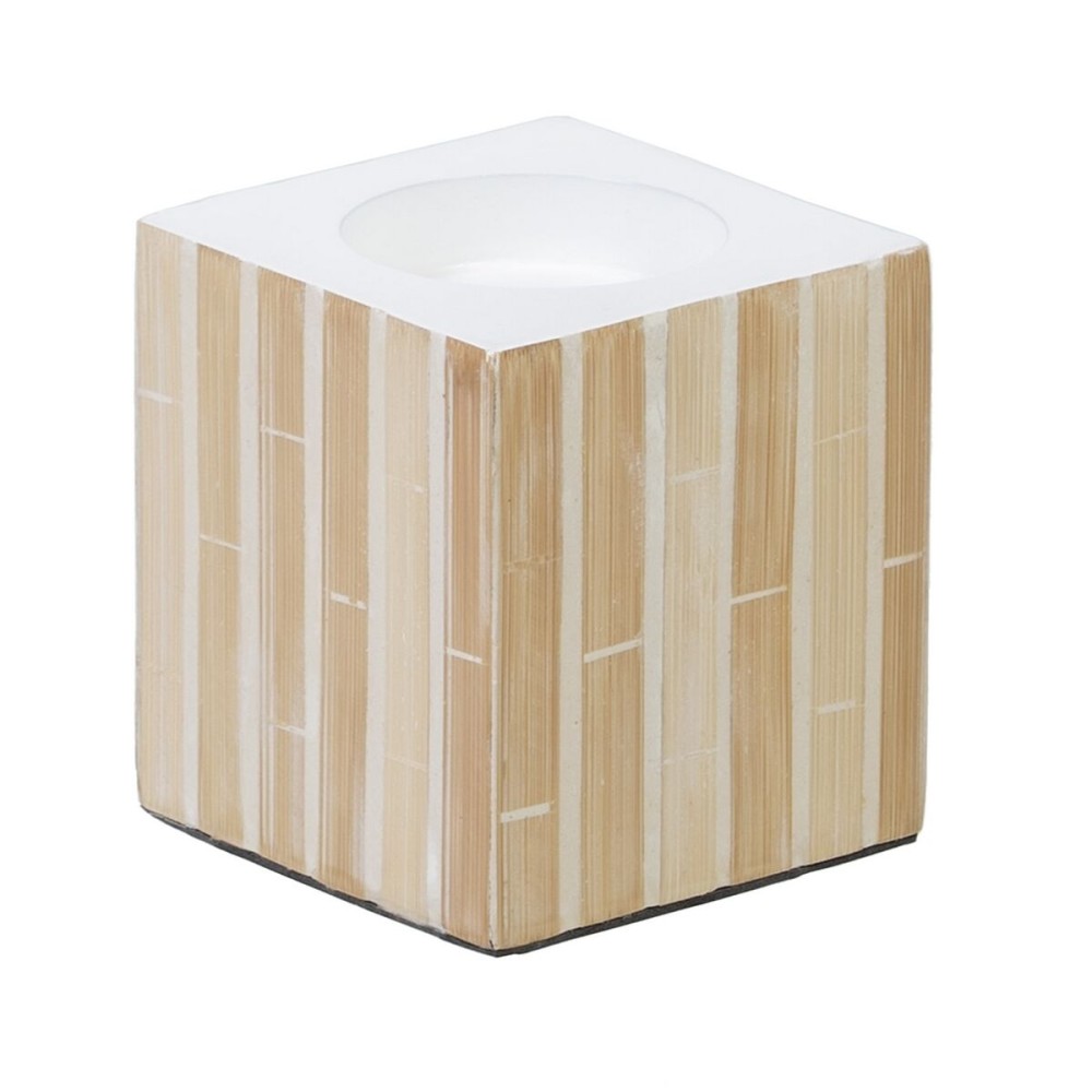 Kerzenschale Beige Bambus Holz MDF 10,5 x 10,5 x 10,5 cm