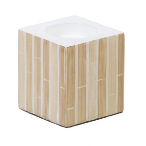 Bougeoir Beige Bambou Bois MDF 10,5 x 10,5 x 10,5 cm