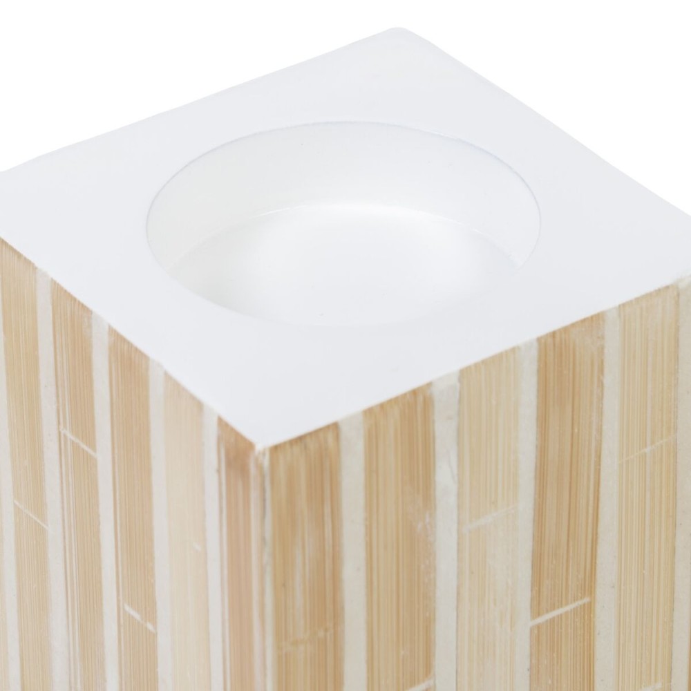 Bougeoir Beige Bambou Bois MDF 10,5 x 10,5 x 10,5 cm