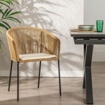 Dining Chair Black Natural Steel 55 X 54 X 79 CM