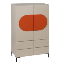 Buffet NECTO Orange Taupe Fer Bois MDF 75 x 41,8 x 123 cm