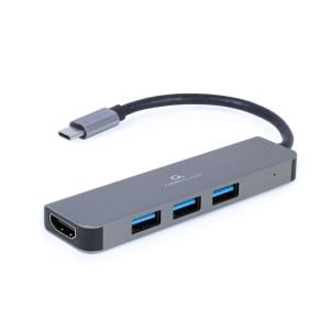 4-Port USB-C Hub GEMBIRD A-CM-COMBO2-01 Weiß Grau