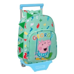 Schulrucksack mit Rädern Peppa Pig George Minze 26 x 34 x 11 cm