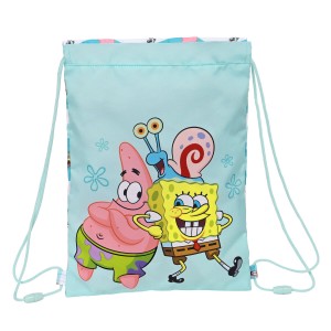 Rucksacktasche mit Bändern Spongebob Stay positive Blau Weiß 26 x 34 x 1 cm