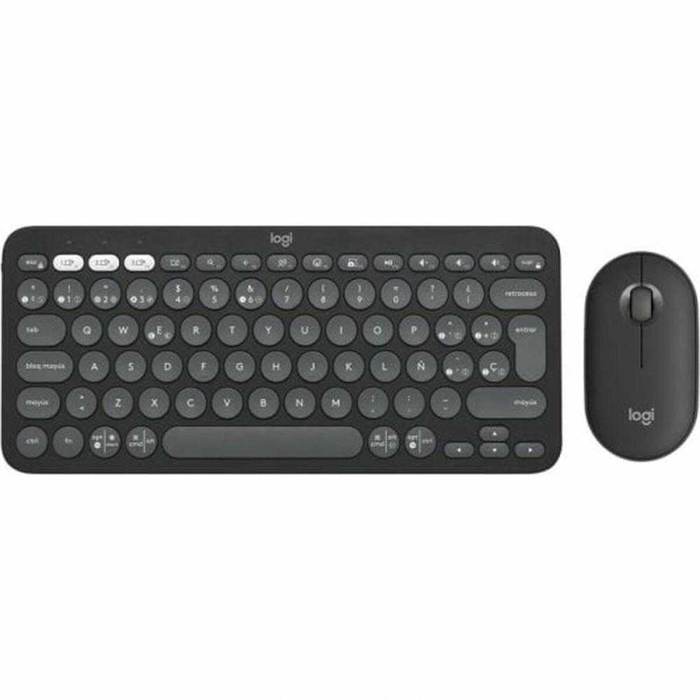 Clavier et souris sans fil Logitech Pebble 2 Combo Espagnol Qwerty Noir Gris Graphite