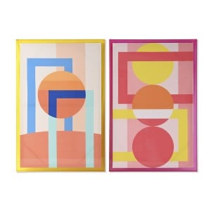 Painting Home ESPRIT Yellow Pink Modern Urban 80 x 3,3 x 120 cm (2 Units)