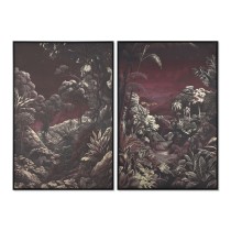 Painting Home ESPRIT Green Maroon Golden Tropical Jungle 83 x 4 x 123 cm (2 Units)