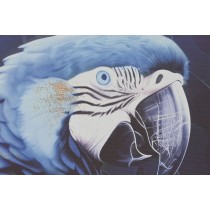 Painting Home ESPRIT Blue Black Golden Parrot Tropical 83 x 4 x 123 cm (2 Units)