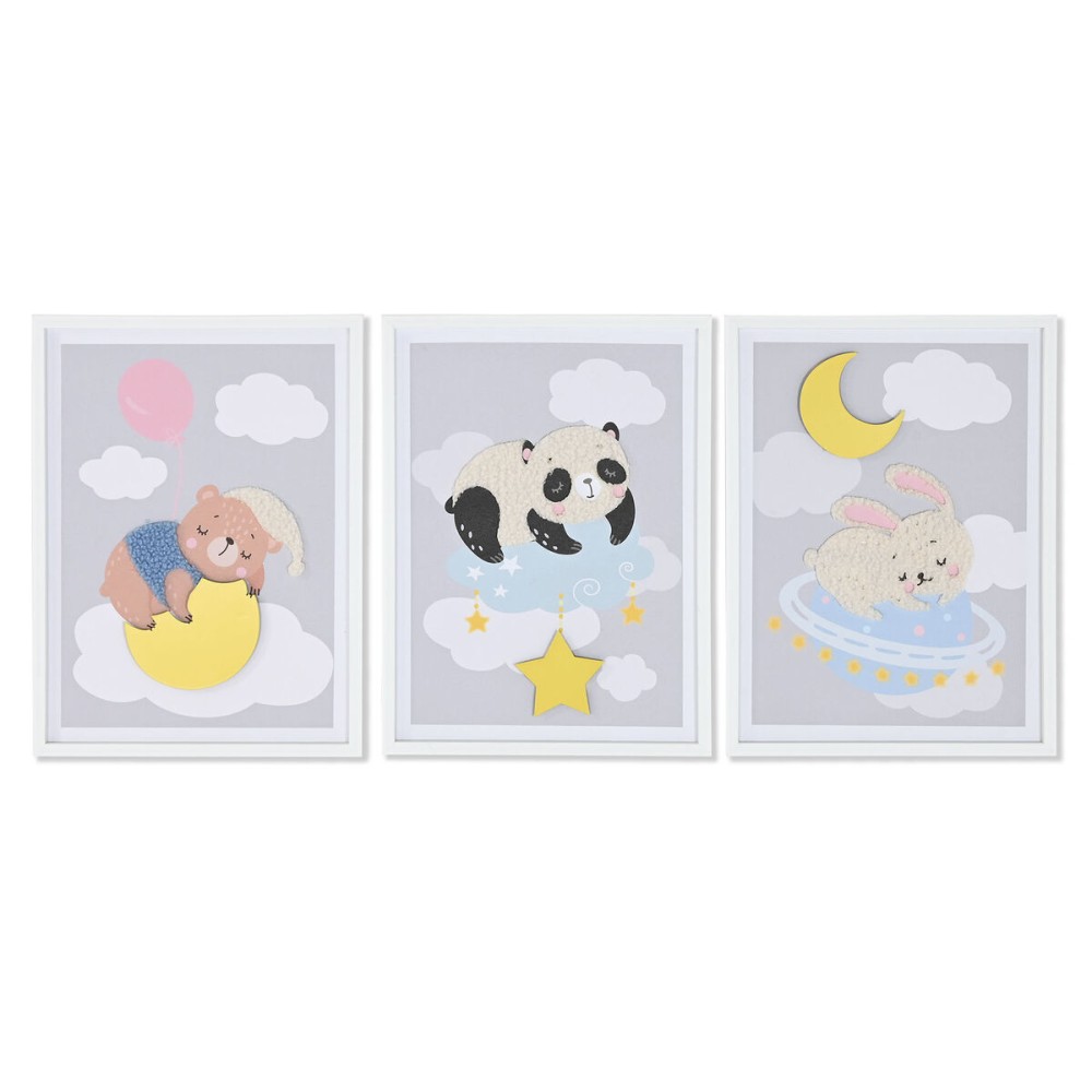 Painting Home ESPRIT Yellow Grey Children's 30 x 1,8 x 40 cm (4 Units)