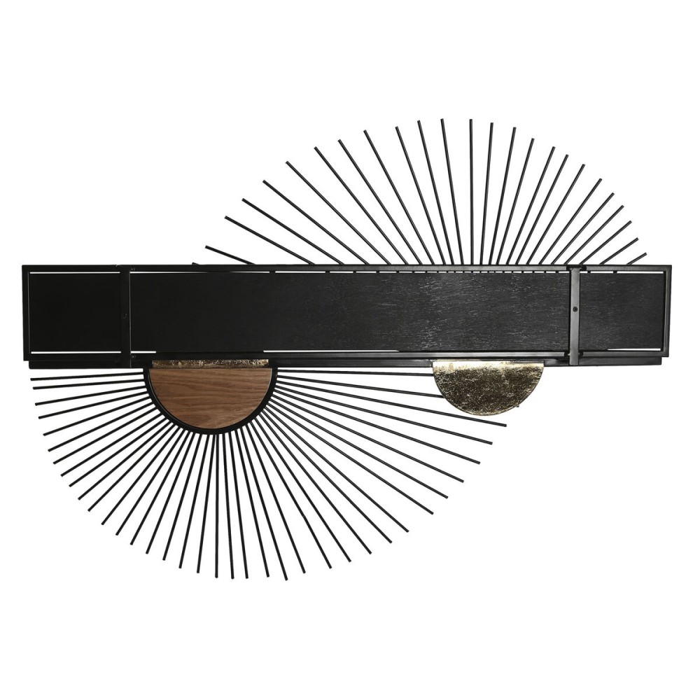 Shelves Home ESPRIT Black Natural Metal MDF Wood 70 x 12 x 51 cm Wall