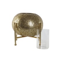 Candleholder Home ESPRIT Golden Metal Crystal 24 x 24 x 20 cm