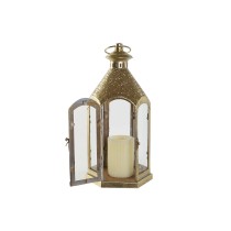 Candleholder Home ESPRIT Golden Metal Crystal 18 x 18 x 35,5 cm