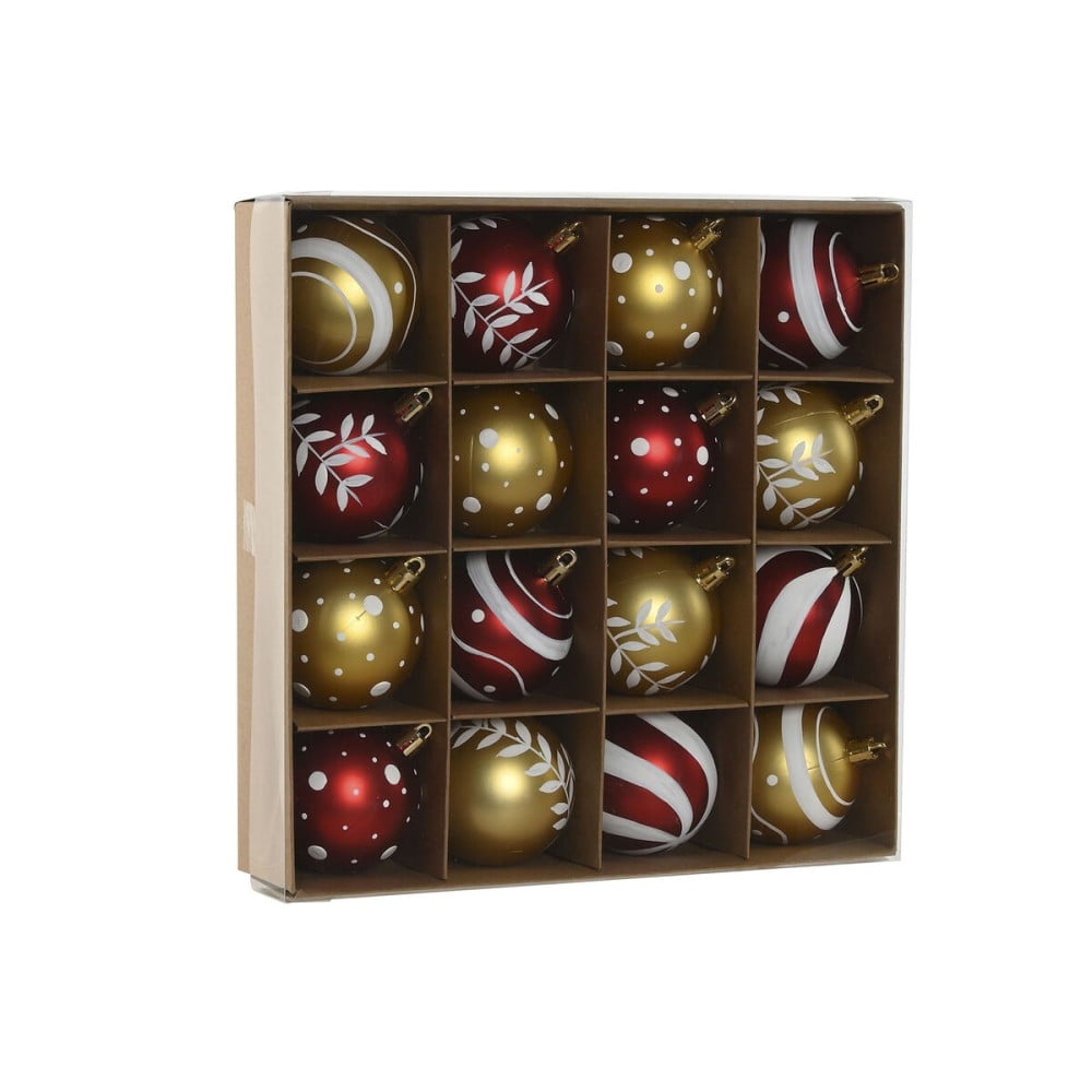 Weihnachtsbaumkugeln Home ESPRIT Rot Gold PVC 25 x 6 x 25 cm (16 Stücke)