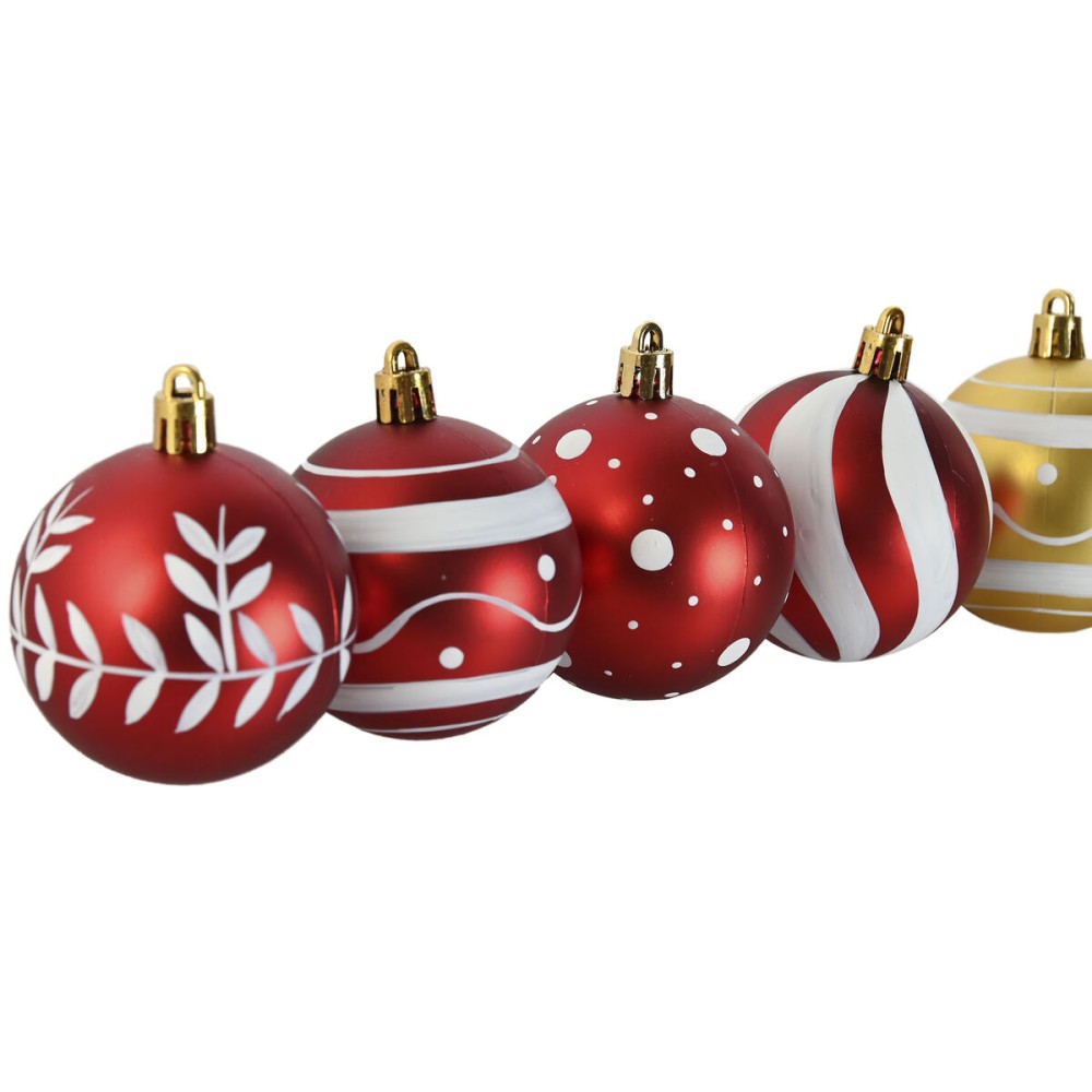 Weihnachtsbaumkugeln Home ESPRIT Rot Gold PVC 25 x 6 x 25 cm (16 Stücke)