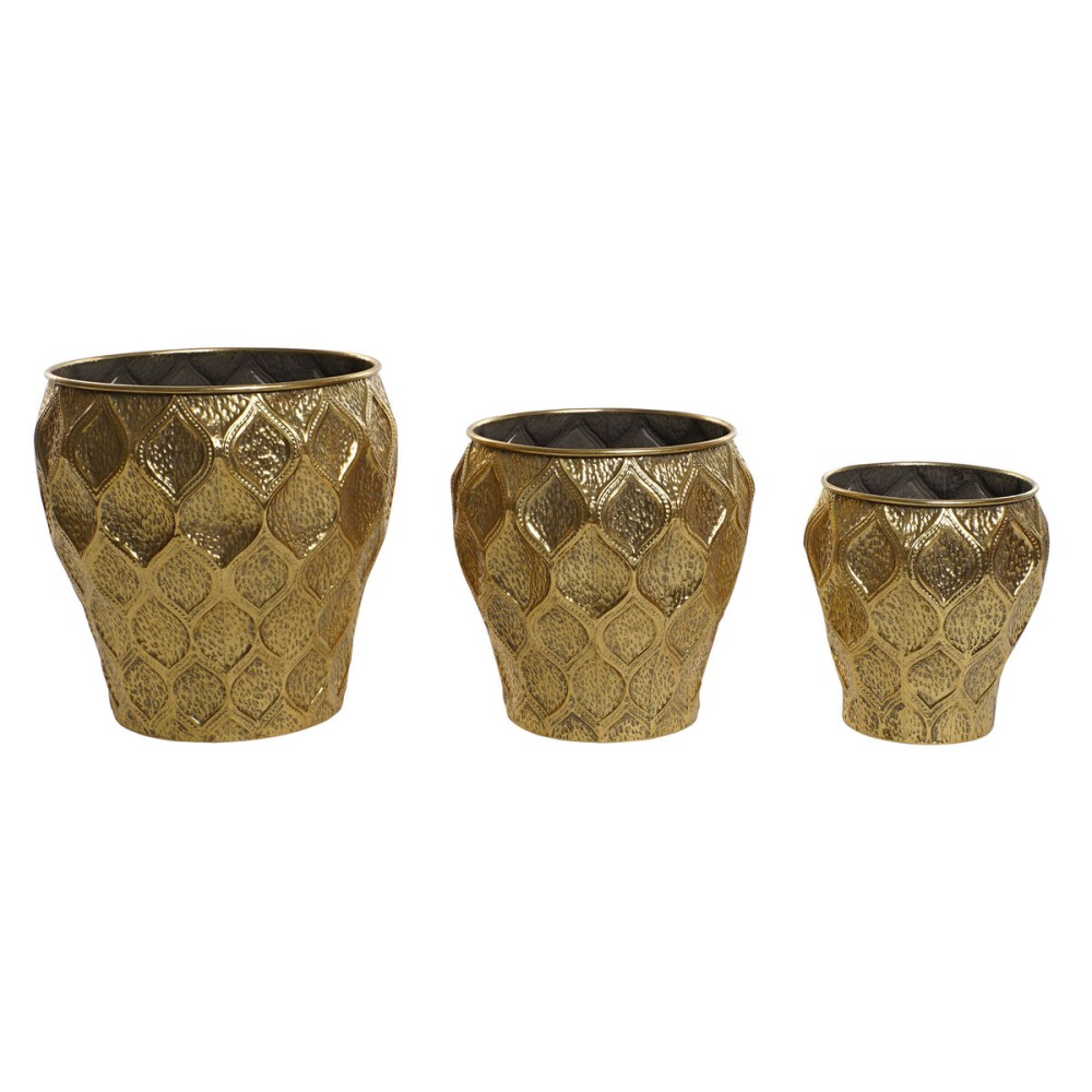 Set de pots de fleurs Home ESPRIT Doré Métal Moderne 41 x 41 x 41,5 cm (3 Pièces)