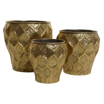 Set de pots de fleurs Home ESPRIT Doré Métal Moderne 41 x 41 x 41,5 cm (3 Pièces)