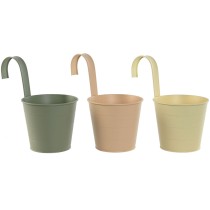 Planter Home ESPRIT Yellow Green Amber Light Pink Metal 14 x 14 x 23 cm (3 Units)