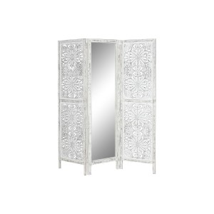 Folding screen Home ESPRIT White Mango wood Mirror 152 x 2 x 182 cm