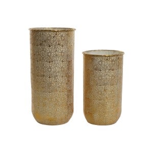 Set de pots de fleurs Home ESPRIT Doré Métal Moderne 25,5 x 25,5 x 44 cm (2 Pièces)