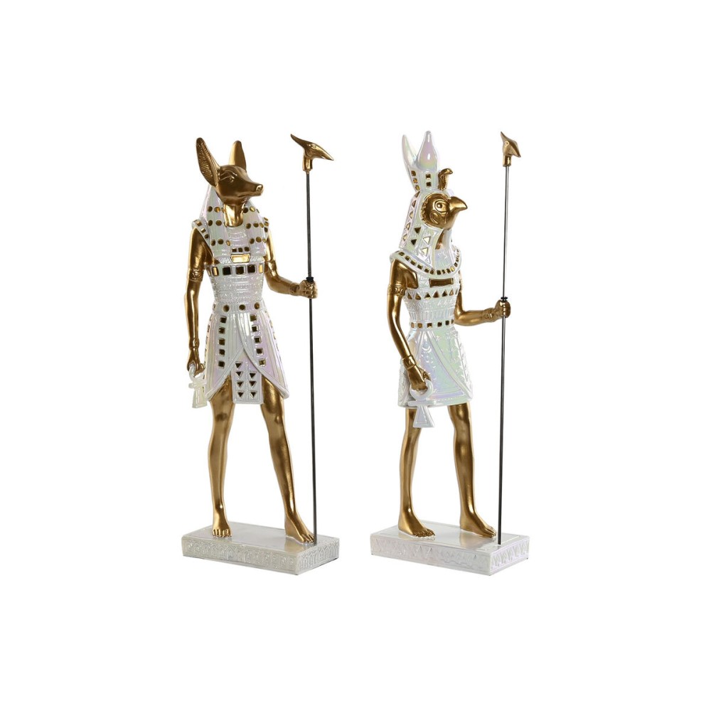 Decorative Figure Home ESPRIT White Golden Resin Oriental Egyptian Man 7 x 11,5 x 36 cm (2 Units)