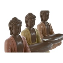 Deko-Figur Home ESPRIT Orange Koralle Neongrün Harz Buddha Orientalisch 19,5 x 16 x 25,5 cm (3 Stück)