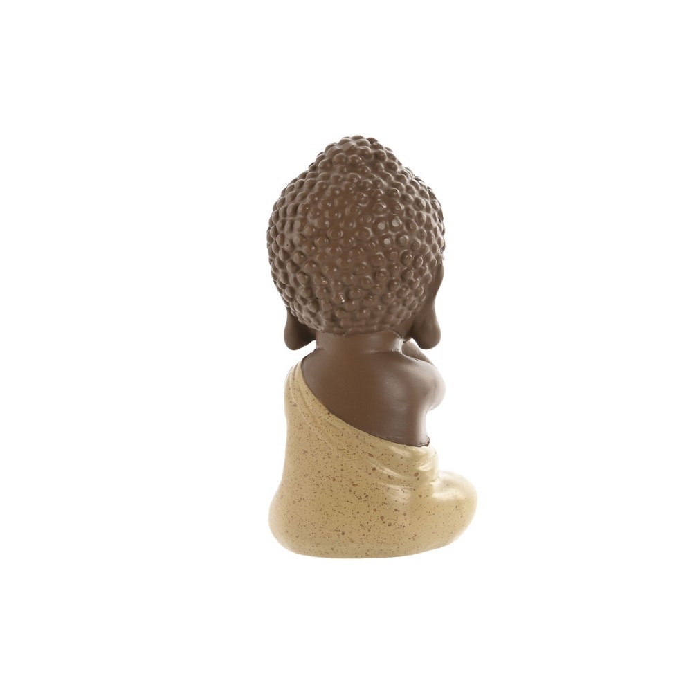 Deko-Figur Home ESPRIT Orange Koralle Neongrün Harz Buddha Orientalisch 5,5 x 5 x 10,5 cm (3 Stück)