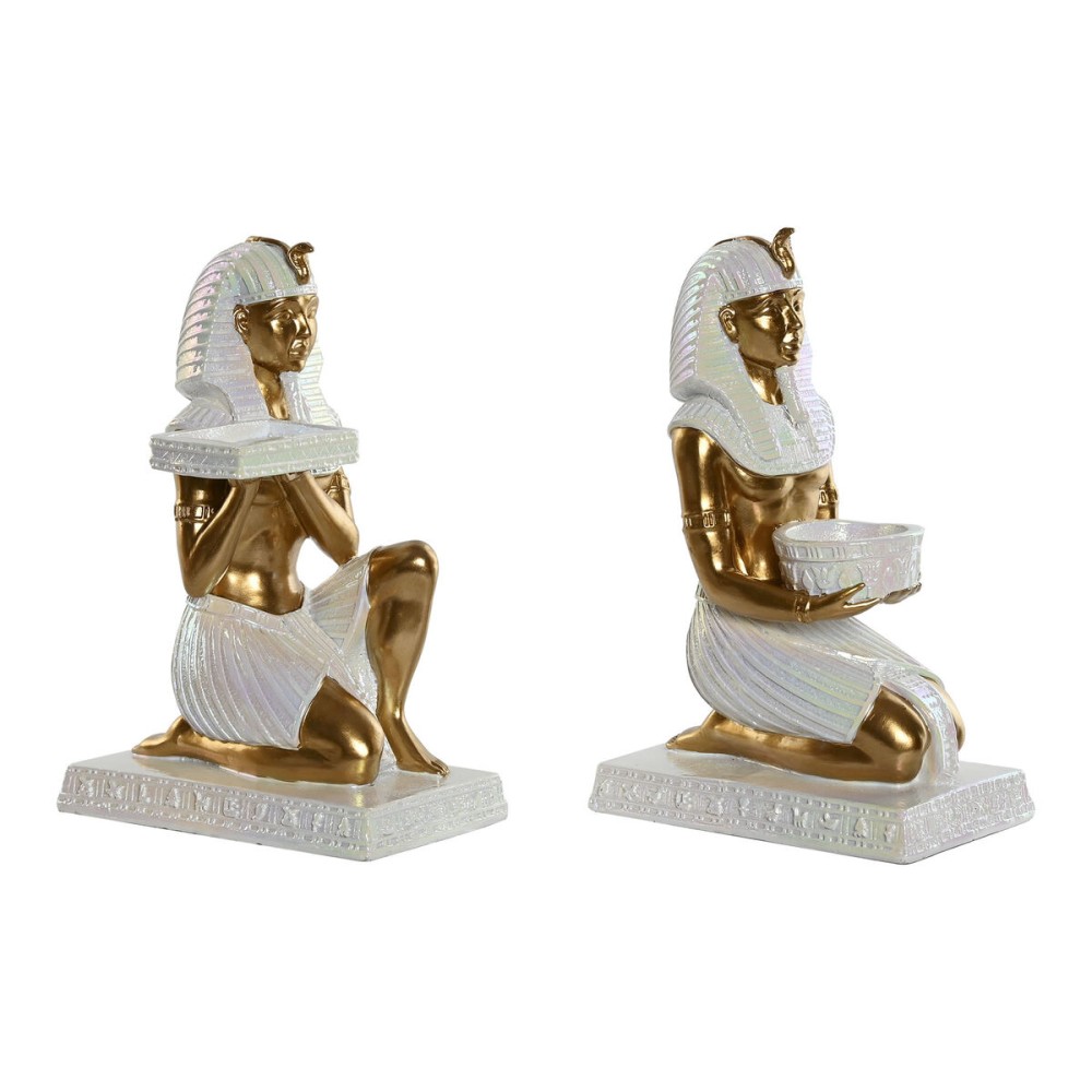 Deko-Figur Home ESPRIT Weiß Gold Harz Orientalisch Ägypter 12,5 x 17 x 25 cm (2 Stück)