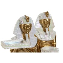 Deko-Figur Home ESPRIT Weiß Gold Harz Orientalisch Ägypter 12,5 x 17 x 25 cm (2 Stück)