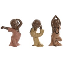 Decorative Figure Home ESPRIT Orange Coral Lime Resin Monk Oriental 11,5 x 5,5 x 14,5 cm (3 Units)