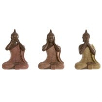 Deko-Figur Home ESPRIT Orange Koralle Neongrün Harz Buddha Orientalisch 9 x 6 x 13 cm (3 Stück)