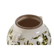 Vase Home ESPRIT Weiß Braun grün Steingut Olive 21 x 20 x 16 cm