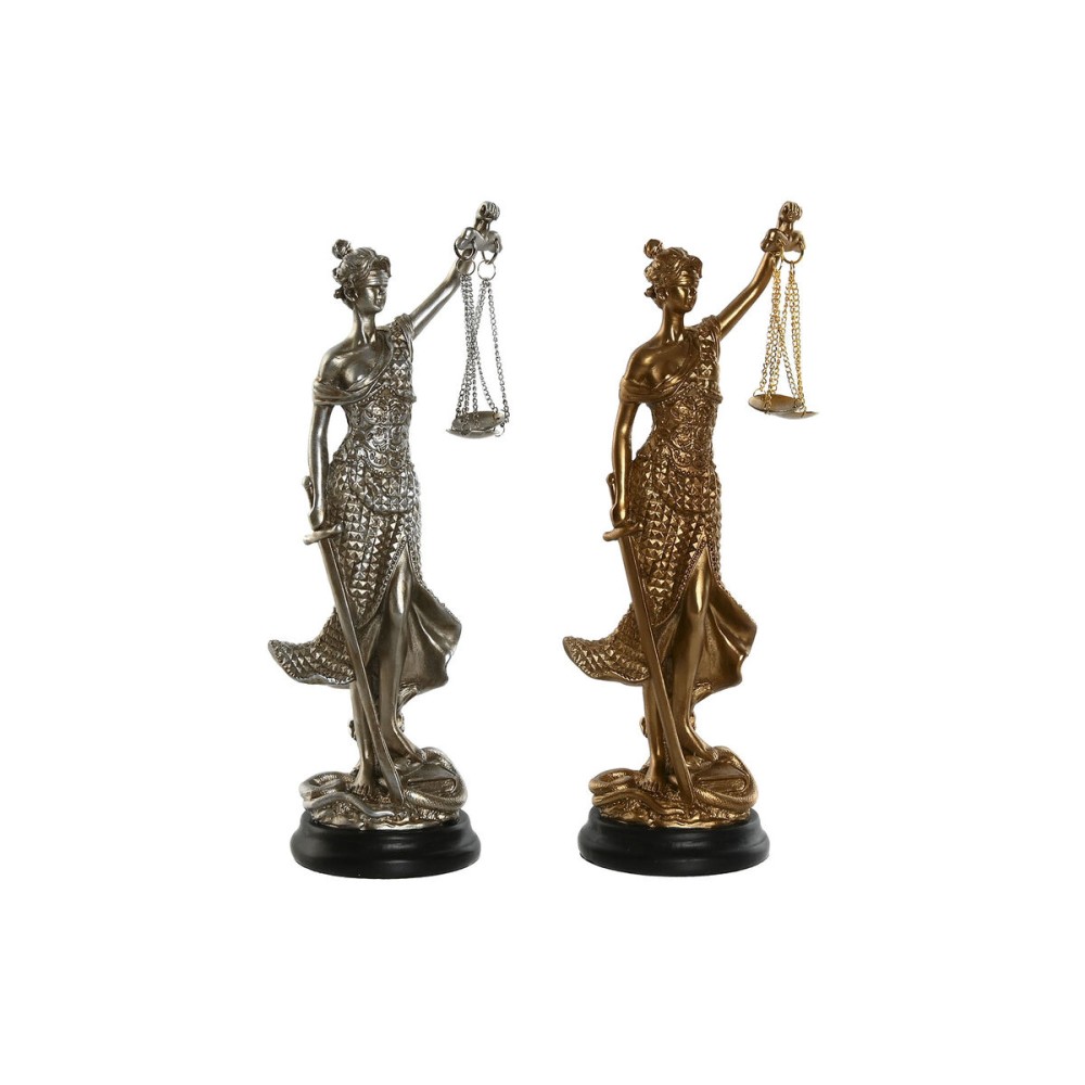 Decorative Figure Home ESPRIT Golden Silver Resin 8,5 x 7,5 x 25 cm (2 Units)