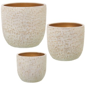 Set de pots de fleurs Alexandra House Living Blanc Doré Céramique 3 Pièces