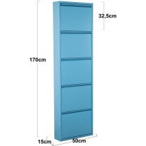 Schuhschrank Alexandra House Living Blau 50 x 170 x 15 cm 5 Schubladen