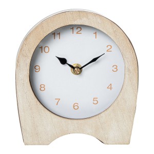 Table clock Alexandra House Living Brown Beige Wood Metal 14 x 16 x 5 cm