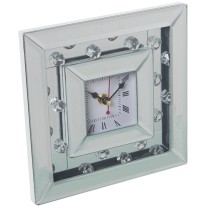 Table clock Alexandra House Living Silver Wood Crystal 20 x 20 x 5 cm