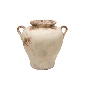 Vase Romimex White Terracotta 40 x 40 x 40 cm With handles