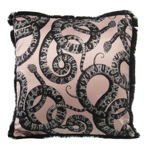 Coussin Alexandra House Living Noir Rose Textile Serpent 45 x 45 cm