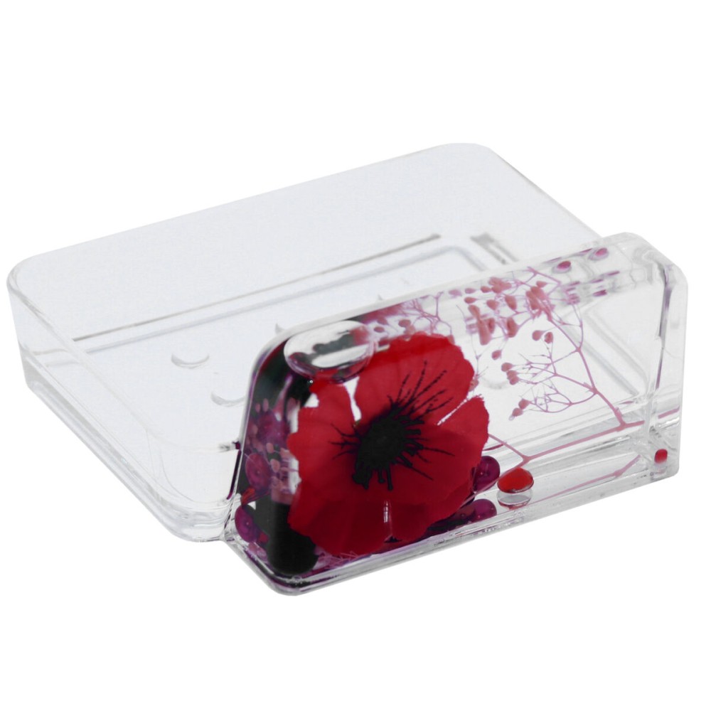 Soap dish Alexandra House Living Transparent Acrylic Plastic Flowers 13 x 5 x 10 cm