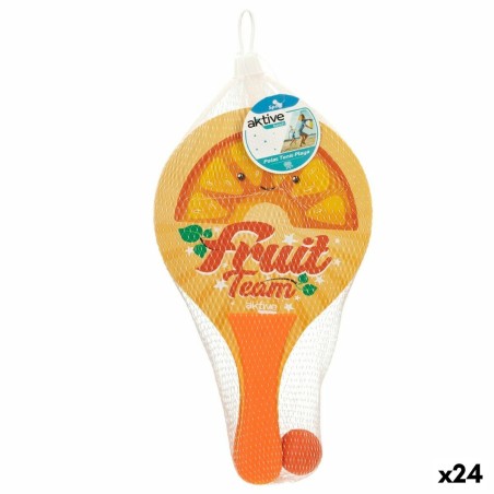 Raquettes de Plage avec Balle Aktive Summer Fruits Bois 18,5 x 31,5 cm (24 Unités)